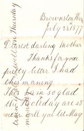 Letter from Emmeline Pethick as a young girl to her mother