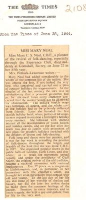 Mary Neal's obituary from The Times